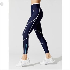 P.E Nation Quarter Force Embroidered Stretch Activewear Leggings Navy Size XS